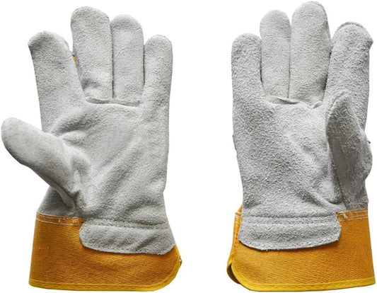 Yellow Hand Gloves – Single ,6 PAIR | Durable leather Gloves for Cleaning, Industrial & Household Use
