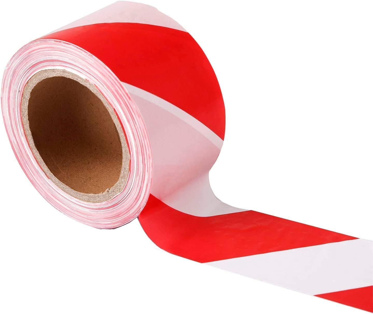 Hazard Warning Tape Red & White 3" x 100 Yards – Non-Adhesive Safety Barrier Tape for Construction, Caution & Hazardous Areas
