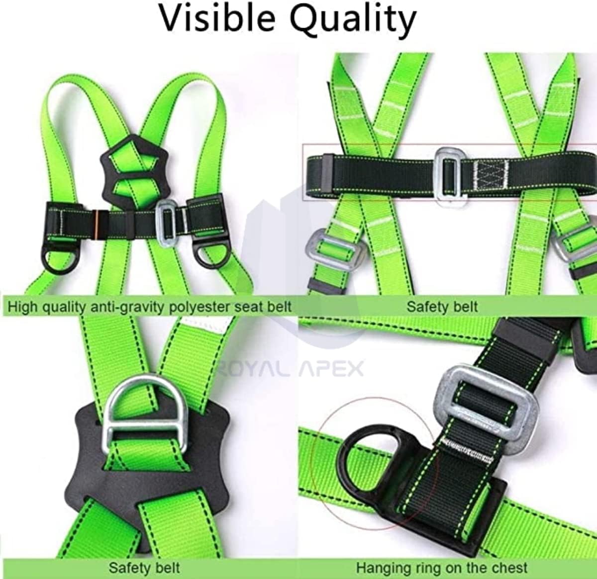 Body Fall Protection Safety Harness – Full Body Climbing Harness with Hook for Construction, Window Cleaning & Height Safety Work