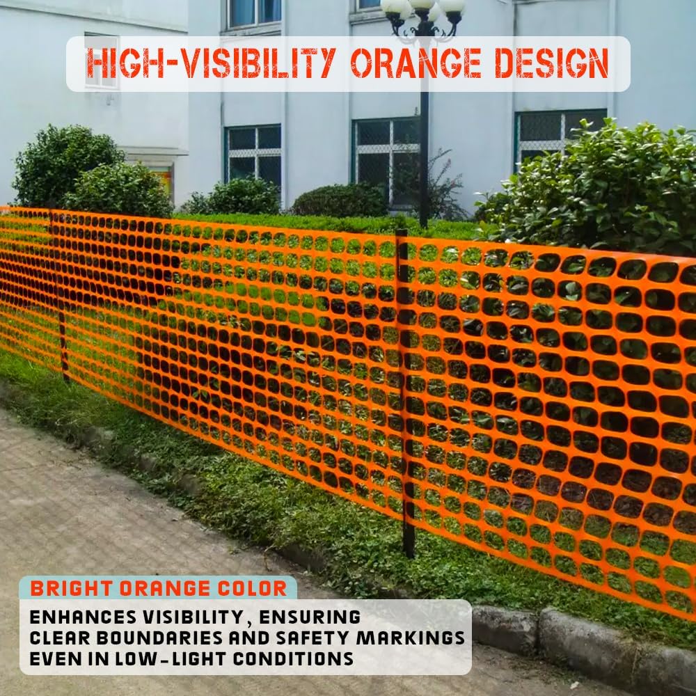 Safety Orange Mesh 1 x 20 Yard – Durable Construction Safety Barrier Net for Outdoor Protection and Visibility