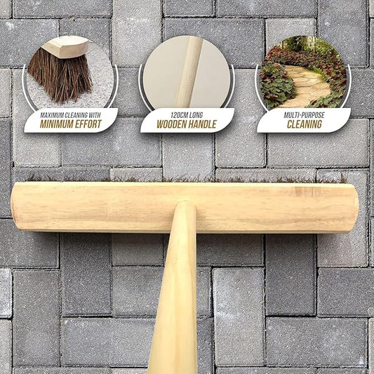 Coco Brush 18 Inch – Natural Fiber Floor Cleaning Brushes with Wooden Handles