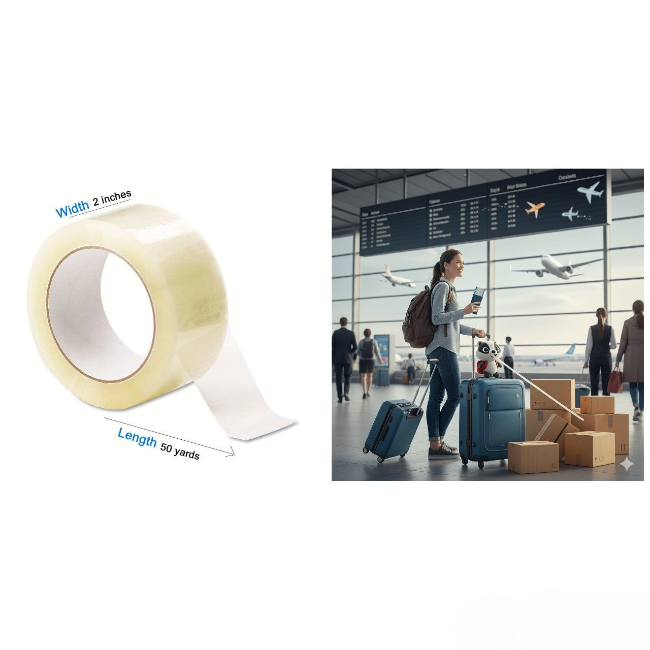 Clear Tape 2" x 50 Yard – Heavy-Duty Transparent Packing Tape for Shipping & Box Sealing