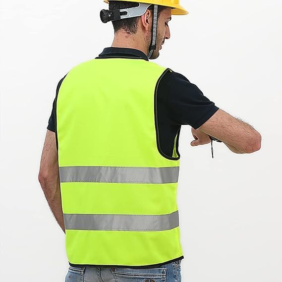 Reflective Safety Vest – High Visibility Breathable Neon Warning Jacket with 2-Inch Reflective Strips & Zipper Front Closure