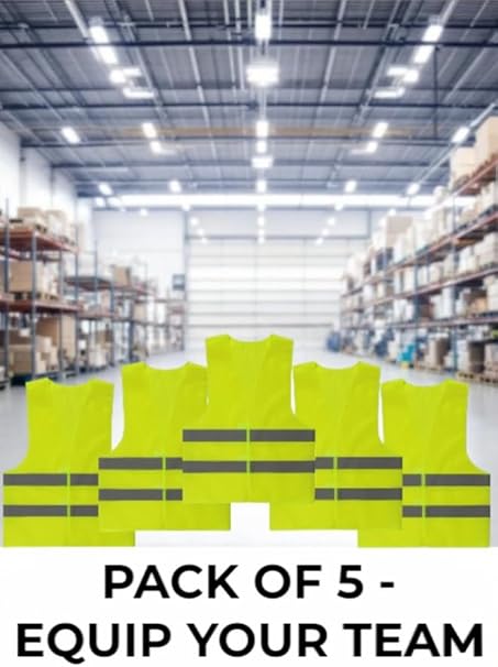 5-Pack Reflective Safety Vests – High Visibility Lightweight Mesh Jackets for Men & Women with 360° Reflective Strips, Ideal for Construction, Roadside & Cycling