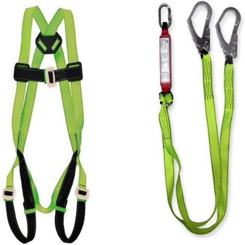 Body Fall Protection Safety Harness – Full Body Climbing Harness with Hook for Construction, Window Cleaning & Height Safety Work