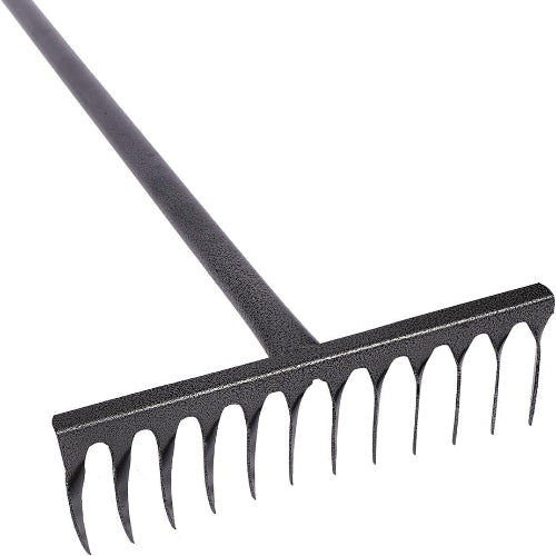 Garden Rake 120cm – Heavy-Duty Garden Fork Tool with Rust-Resistant Steel Tines & Long Handle for Lawn & Soil Care