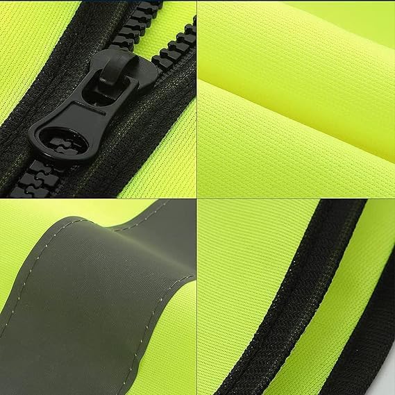 Reflective Safety Vest – High Visibility Breathable Neon Warning Jacket with 2-Inch Reflective Strips & Zipper Front Closure