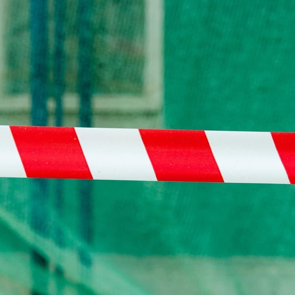 Hazard Warning Tape Red & White 3" x 100 Yards – Non-Adhesive Safety Barrier Tape for Construction, Caution & Hazardous Areas