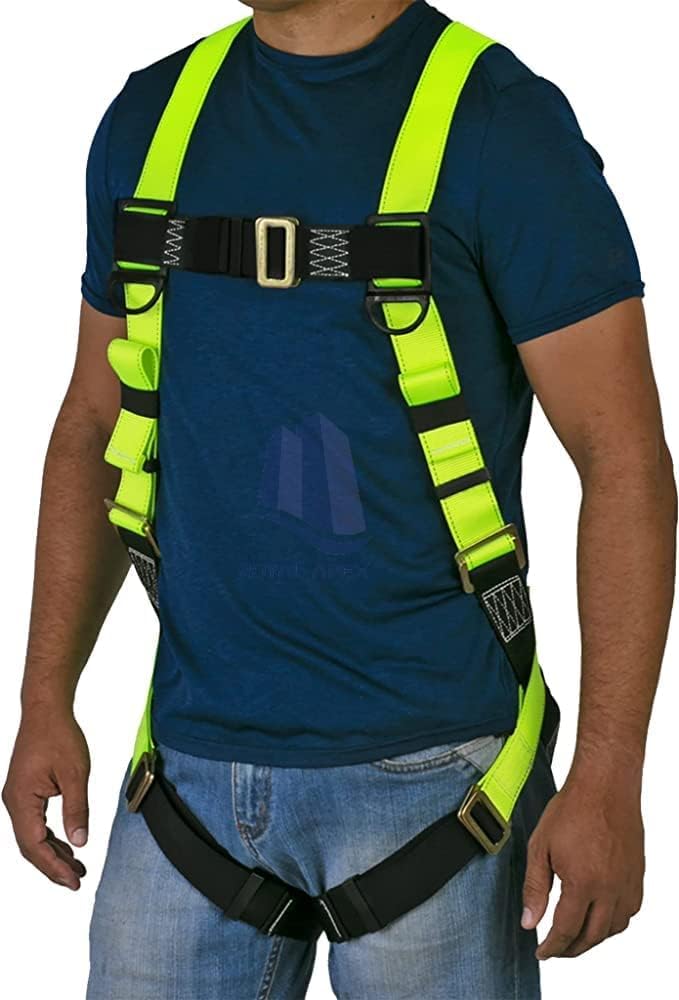 Body Fall Protection Safety Harness – Full Body Climbing Harness with Hook for Construction, Window Cleaning & Height Safety Work