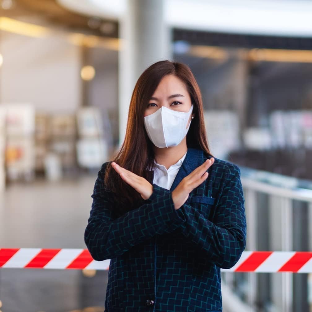 Hazard Warning Tape Red & White 3" x 100 Yards – Non-Adhesive Safety Barrier Tape for Construction, Caution & Hazardous Areas