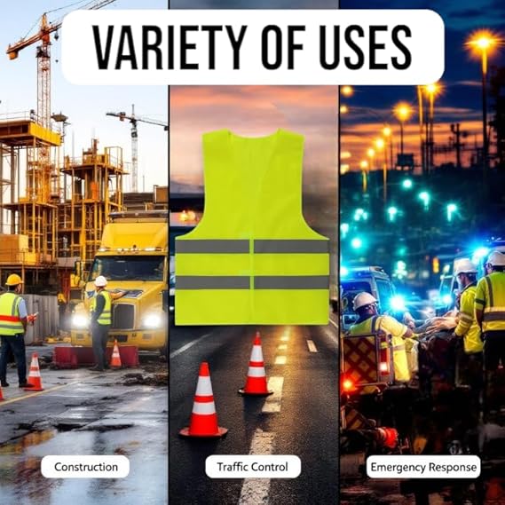 5-Pack Reflective Safety Vests – High Visibility Lightweight Mesh Jackets for Men & Women with 360° Reflective Strips, Ideal for Construction, Roadside & Cycling