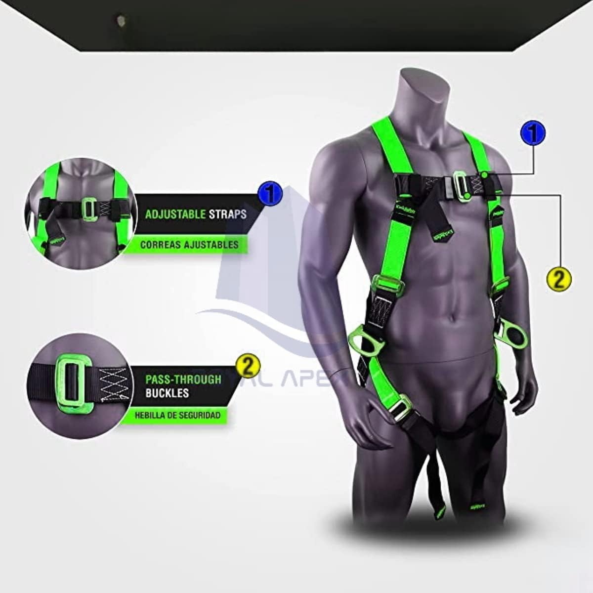 Body Fall Protection Safety Harness – Full Body Climbing Harness with Hook for Construction, Window Cleaning & Height Safety Work