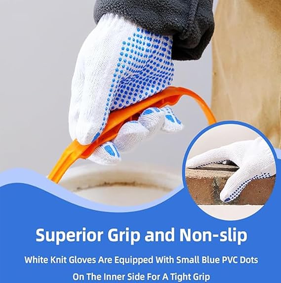 Grip Safety Work Gloves –,Anti-Slip Dotted Cotton Knit Gloves for Construction, Warehouse & Garage Use (Bulk Pack)
