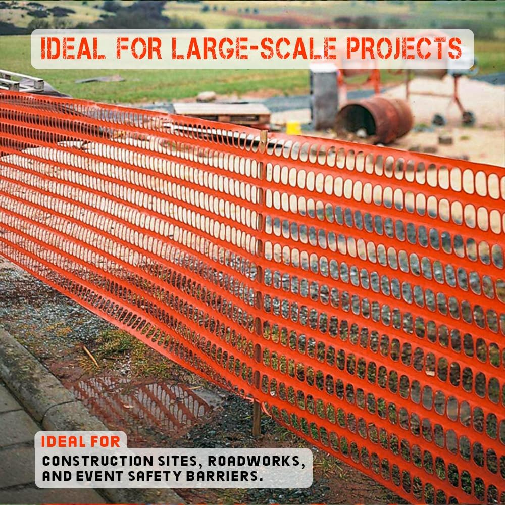 Safety Orange Mesh 1 x 20 Yard – Durable Construction Safety Barrier Net for Outdoor Protection and Visibility