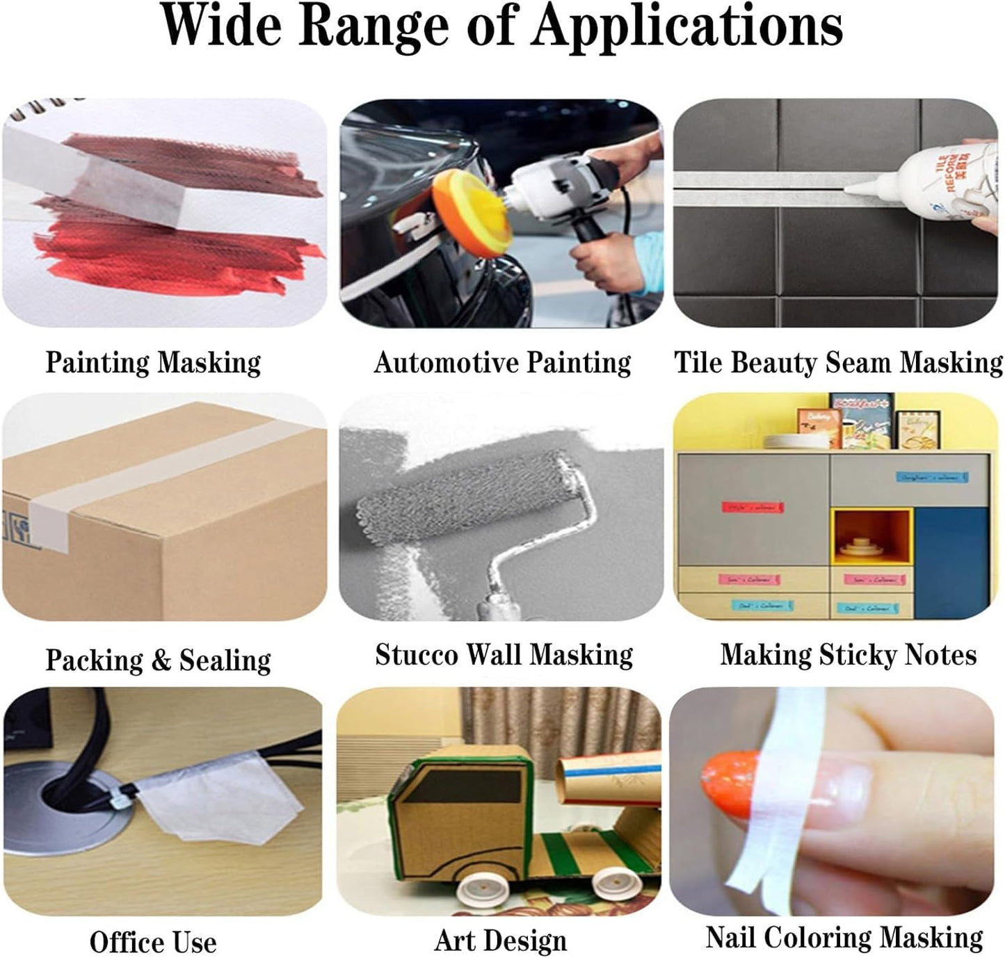 Masking Tape 2" x 12 Yard – (24pcs)High-Quality Painter’s Tape for Painting, DIY & Surface Protection