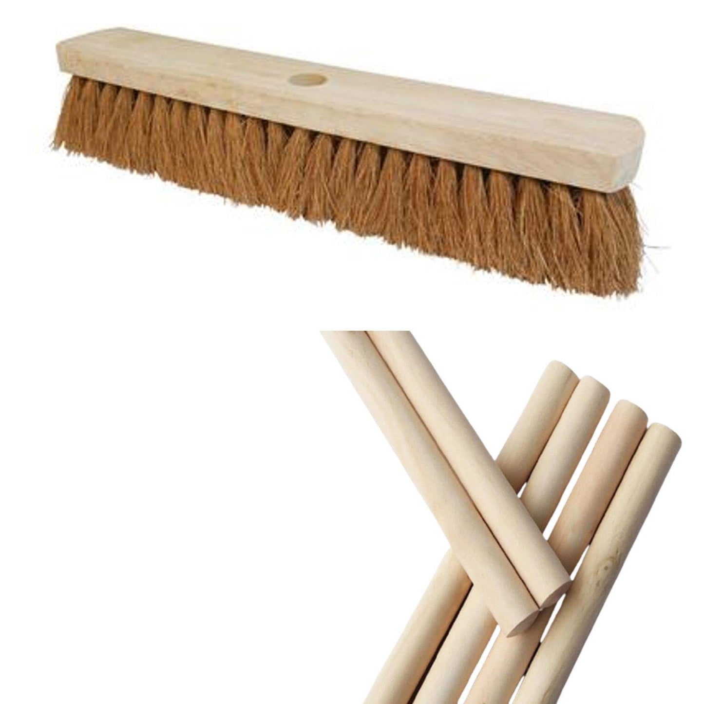 Coco Brush 18 Inch – Natural Fiber Floor Cleaning Brushes with Wooden Handles