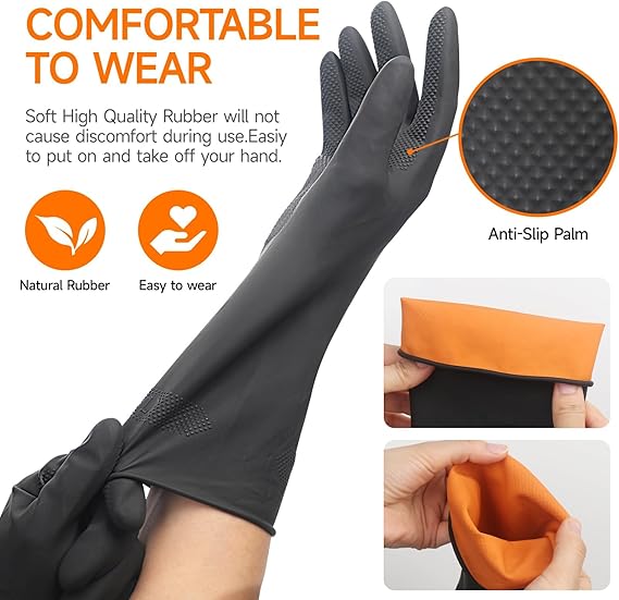 Rubber Hand Gloves – Durable, Waterproof & Reusable Gloves for Cleaning, Kitchen, and Industrial Use