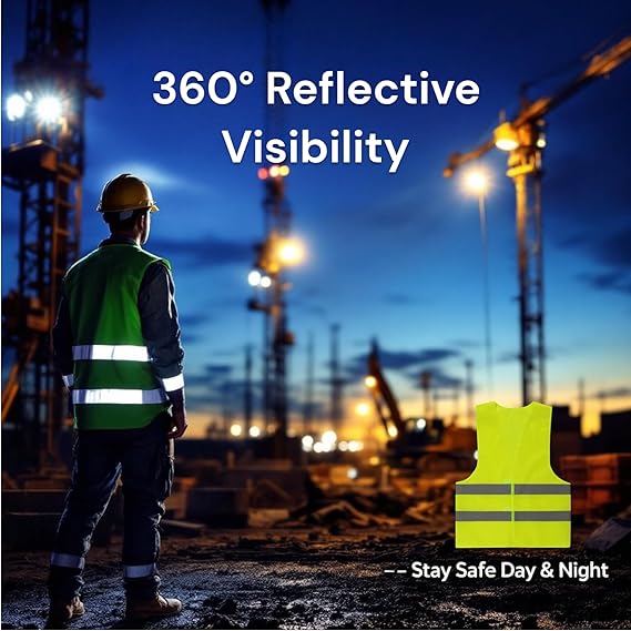 5-Pack Reflective Safety Vests – High Visibility Lightweight Mesh Jackets for Men & Women with 360° Reflective Strips, Ideal for Construction, Roadside & Cycling
