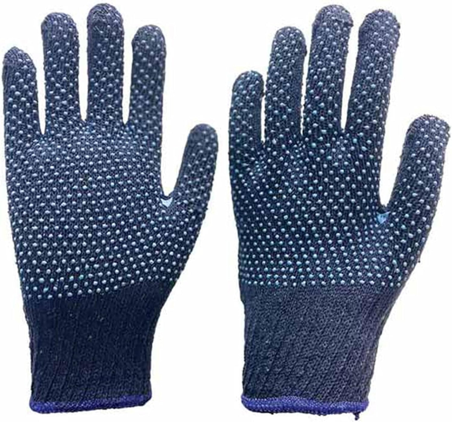 Blue Dotted Hand Gloves –6 PAIRS , Cotton Grip Gloves for Industrial, Construction & General Use