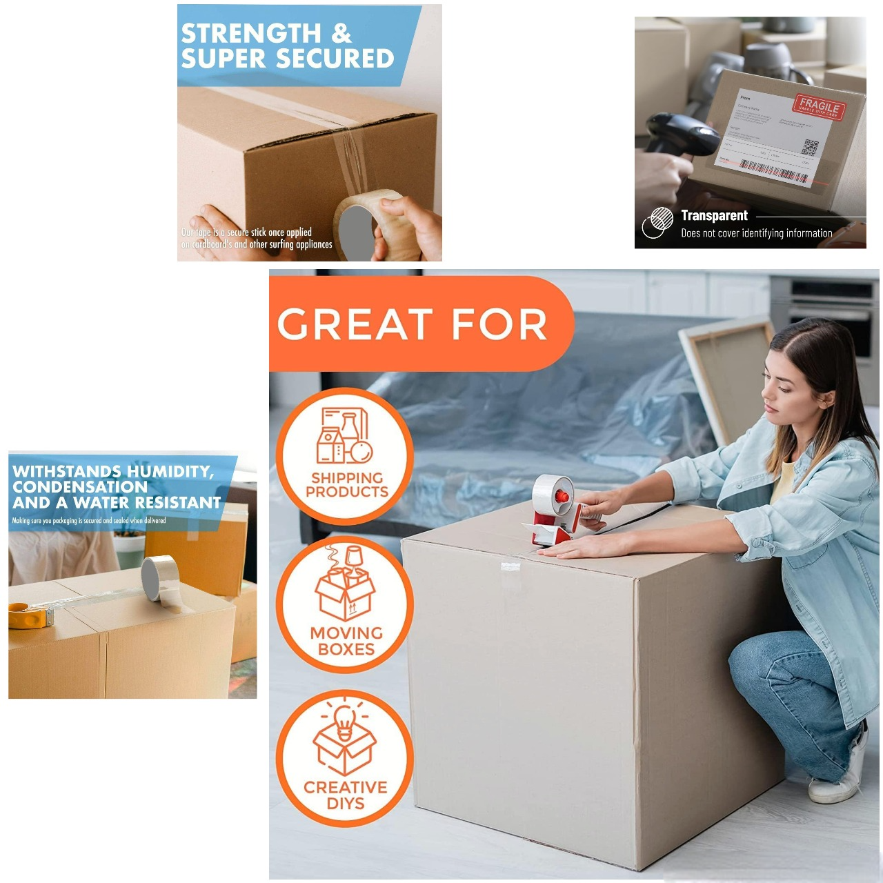 Clear Tape 2" x 50 Yard – Heavy-Duty Transparent Packing Tape for Shipping & Box Sealing