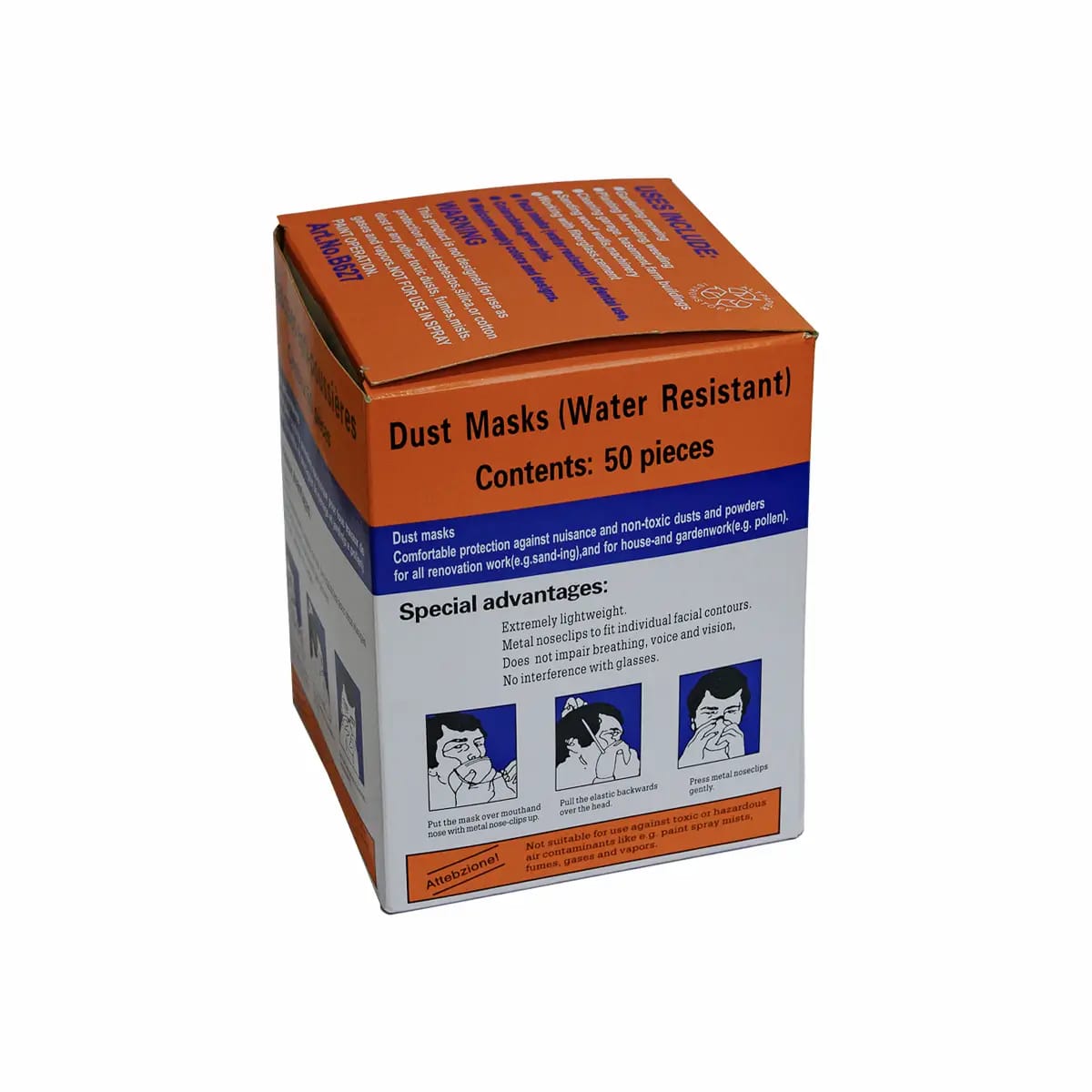 Disposable Dust & Filter Masks –20pkt/ctn  Non-Toxic Face Masks for Cleaning, Construction & Daily Use | 50-Pack Value Set