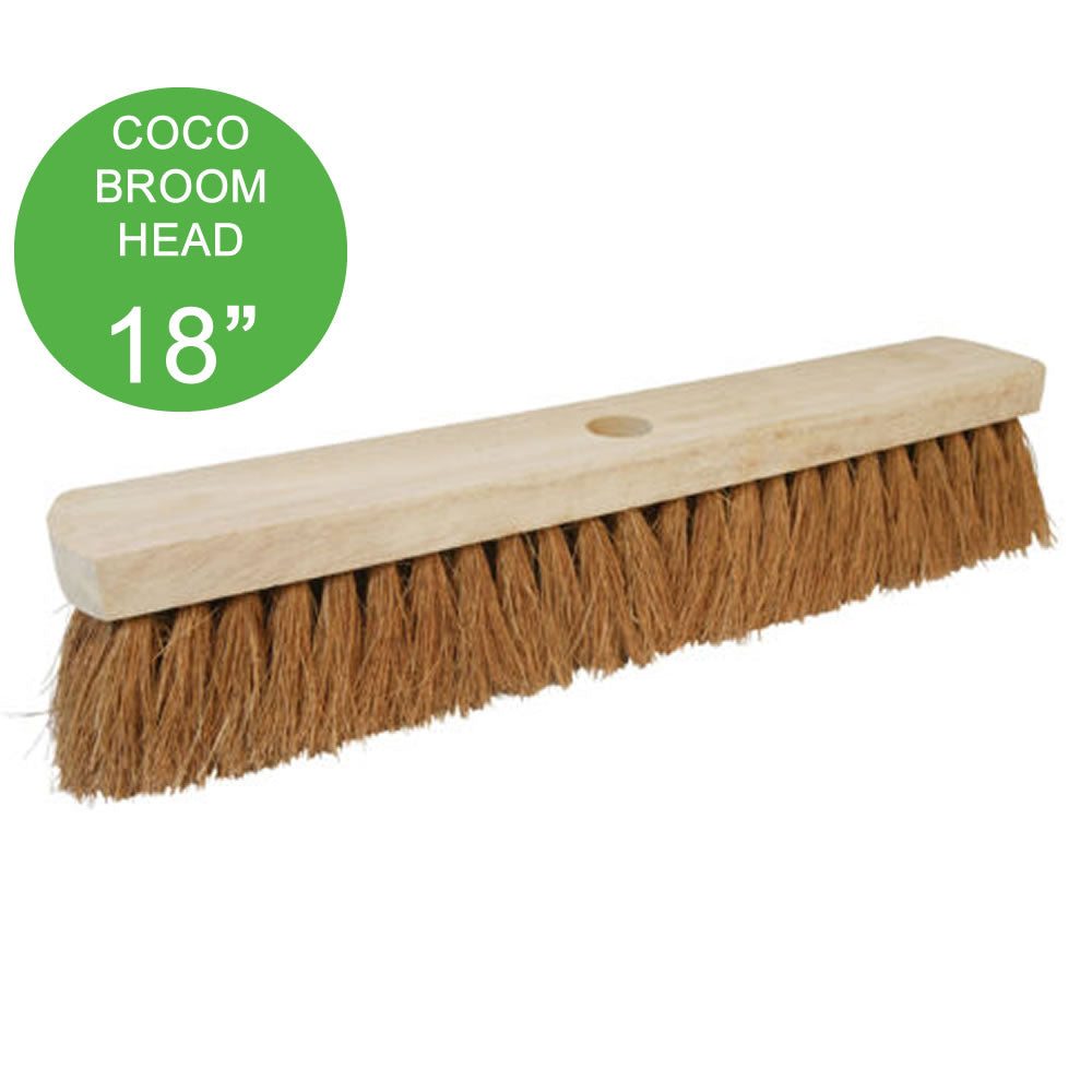 Coco Brush 18 Inch – Natural Fiber Floor Cleaning Brushes with Wooden Handles